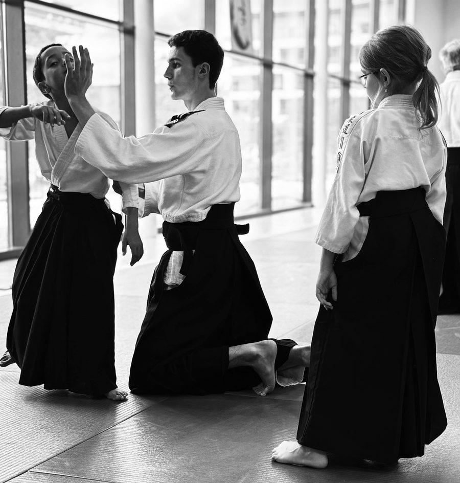 Deux adolescents pratiquant une technique à mains nues