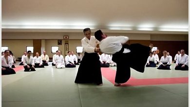 Nobuyoshi Tamura en démonstration devant les pratiquants